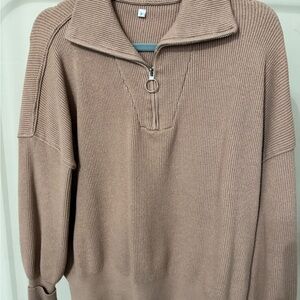 Women’s Beige Quarter Zip Sweater